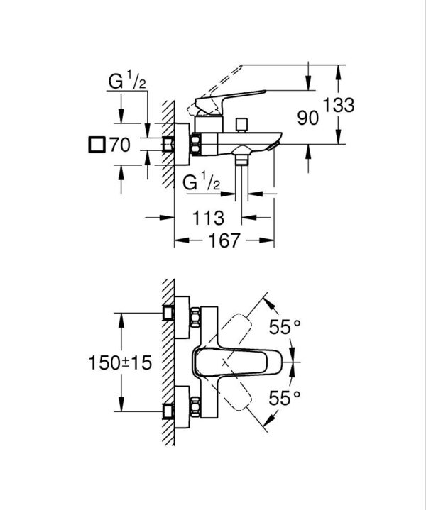 Cubeo SLM Chrome Bath Mixer - Image 2