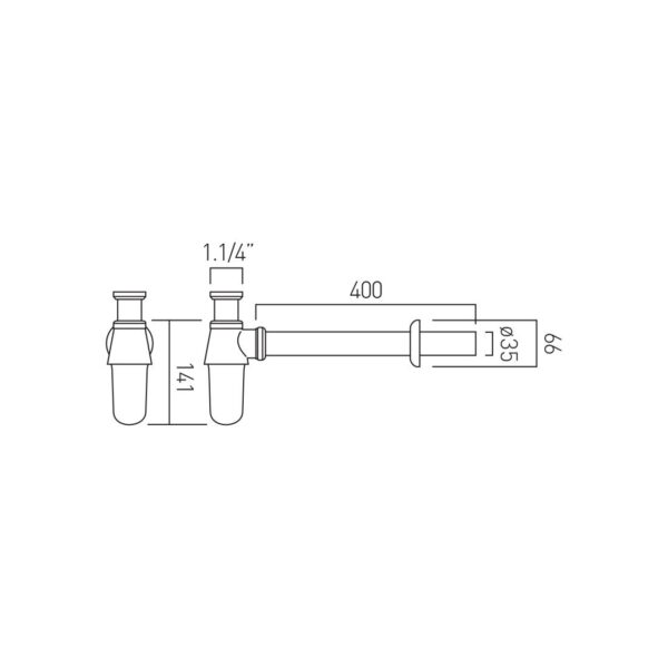 Chrome Bottle Trap 1 1/4" - Image 2