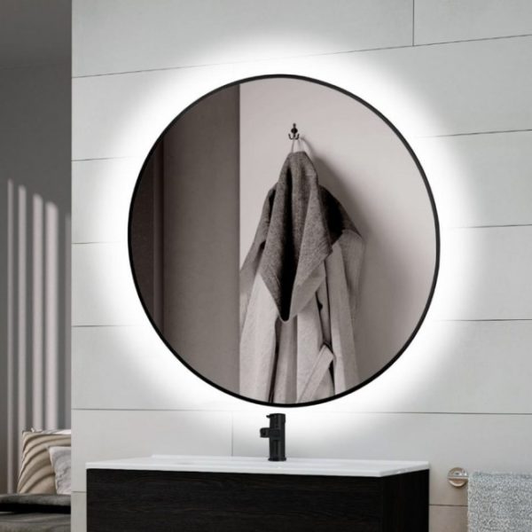 Sharon Round Backlight Black Frame Mirror